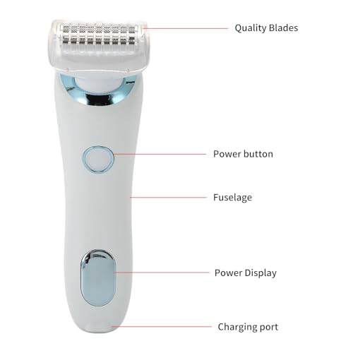 Electric Lady Epilator 2 Removable Washable Heads Cordless Rechargeable Hair Removal Device 6.5 inches