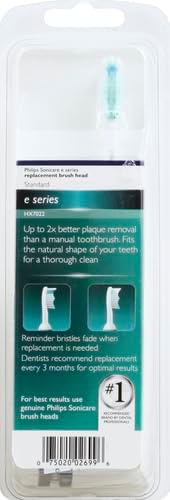 Philips Sonicare Genuine E-Series Replacement Toothbrush Heads 2 Brush Heads White HX7022/66