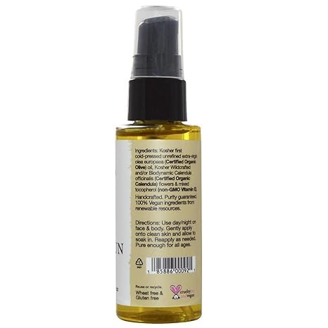 Organic Calendula After Sun Oil ? Moisturizing Face and Body with Olive Oil and Vitamin E Lightweight Formula for Normal to Oily Skin 2 oz