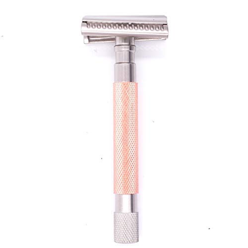 Parker Semi-Slant Safety Razor ? Rose Gold Finish | Elegant DE Razor for Women &amp Men with Sensitive Skin | Slanted Head + 5 Parker Blades for Smooth Results | Iconic Brand