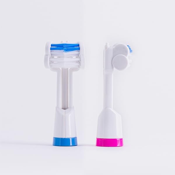 Triple Bristle Replacement Brush Head Refills | Innovative 3 Head Design | Compatible with Triple Bristle Brand Sonic Toothbrush | Color Changing Indicator Bristles | 2 Pack (Blue &amp Pink)