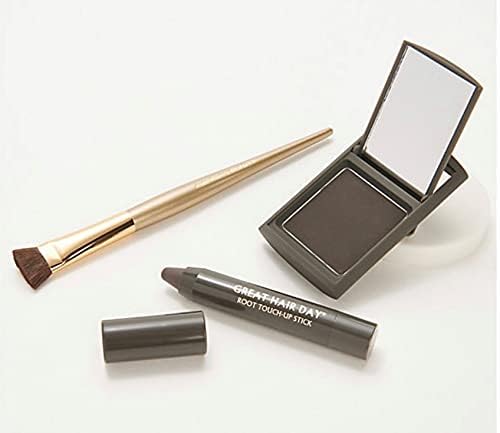 Joan Rivers Great Hair Day Root Touch Up Powder and Hair Color Stick - Root Cover Up Hair Powder and Root Touch Up Stick for Thicker Fuller Looking Hair (Brunette)