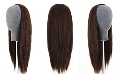 RemeeHi 3/4 Half Wig 100% Indian Remy Human Hair Silky Straight Hair Weft Cap to Choose (4# medium brown 16 inches)