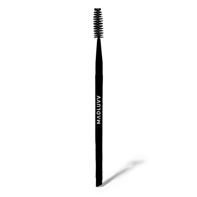 MADLUVV Brow Stamp Kit with Brow Stencils ? Easy Eyebrow Shaper for Natural-Looking Brows ? Popular Eyebrow Stencil Kit Used by Professionals ? 9 Shapes Spoolie Travel Bag &amp Stamp (Nearly Black)