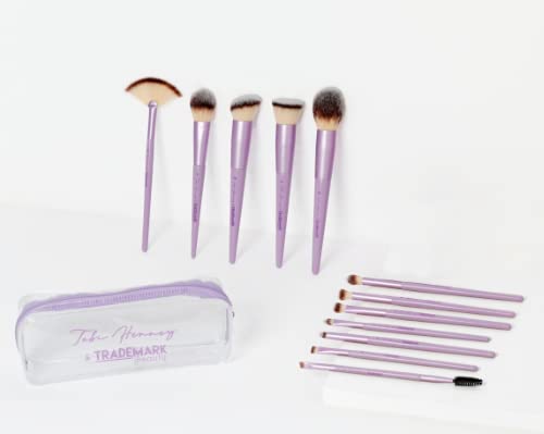 Trademark Beauty The Essentials Makeup Brush Collection - Makeup Brushes Synthetic Bristles Blending Shading Contour - Lavender 12-Piece Set