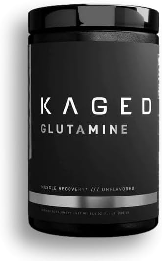 Kaged Muscle L-Glutamine Powder 500 Gram Vegan Support Muscle Recovery Post Workout Glutamine Banned-Substance Free Unflavored 100 Servings