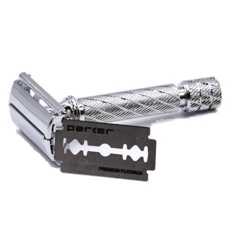 Parker 87R Compact Butterfly Safety Razor ? Short Handle Twist-to-Open Brass Frame with Textured Grip for Precision Wet Shaving