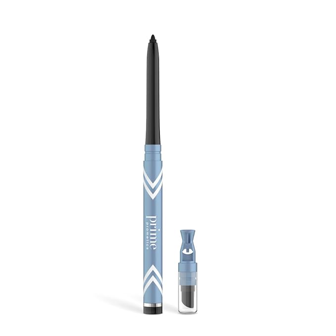 PRIME PROMETICS PrimeEyes Glide Eyeliner for Mature Women ? Water-Resistant Long-Stay and Mess-Proof ? Gel Cream Texture Discreet Sharpener and Effective Smudger (Black)
