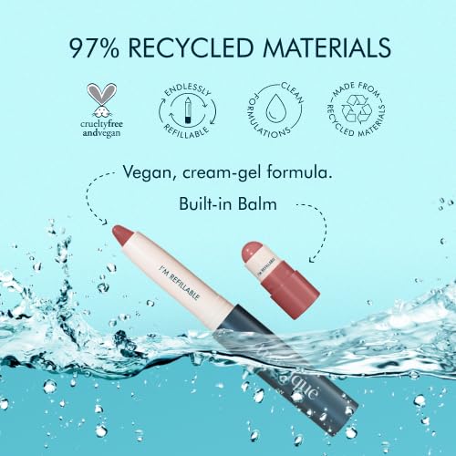 TRE'STIQUE trestique Matte Lip Crayon Matte Lipstick With Built-in Lip Gloss Balm 2-in-1 Lip Liner Set With Lip Crayon and Lip Balm Lipstick and Lip Gloss Kit (Pacific Peony Refillable)