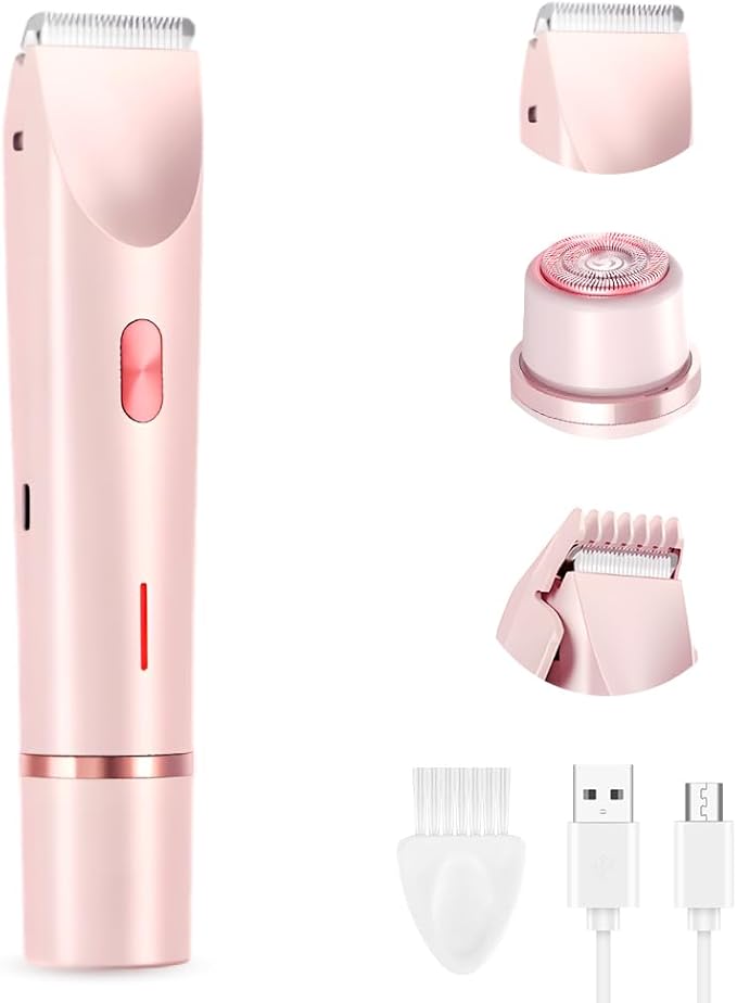 Kruggo Women's Shave Hair Remover 2025 New 2-in-1Rechargeable Eletctric Waterproof&ampEasy Women's Body Shaver for Facial Face Lip Chin Underarm Legs (Pink)