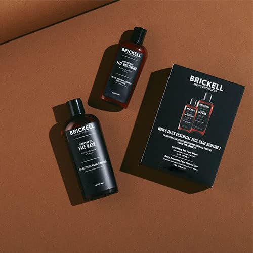 Brickell Men's Daily Essential Face Care Routine I Gel Facial Cleanser Wash and Face Moisturizer Lotion Natural and Organic Unscented Skincare Gift Set