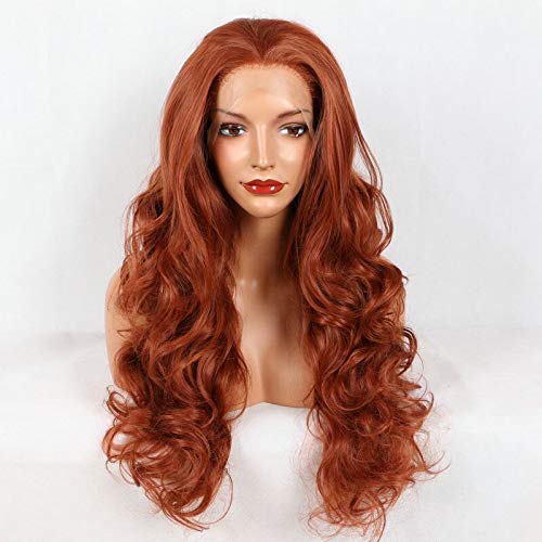 Xiweiya Long Brown Red Wig Long Wavy Free Part Auburn Red 13x3 Lace Front Wigs Natural Hairline Wear and Go Wigs Ginger Hair wig Heat Resistant Wigs 180% Denisty Wig for Women 24inch