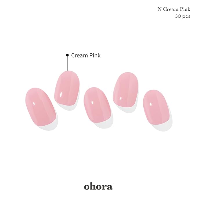 ohora Bundle Set (Daily Trio) - N Cream Cotton N Pink N Beige Semi-Cured Gel Nail Strips Works with Any UV/LED Lamps Salon-Quality Long Lasting Easy to Apply &amp Remove