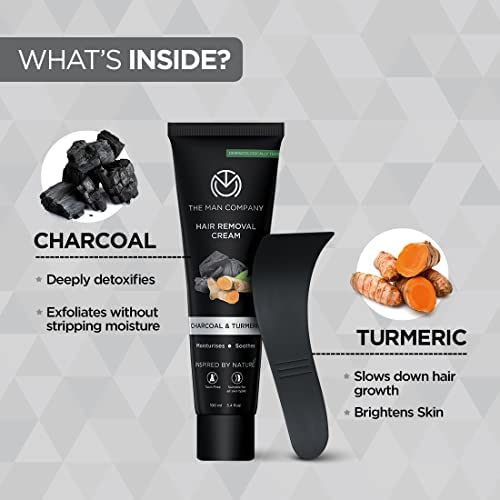 The Man Company Hair Removal Cream for Men Enriched with Charcoal &amp Turmeric Dermatologically Tested For All Skin Types - Pack of 2
