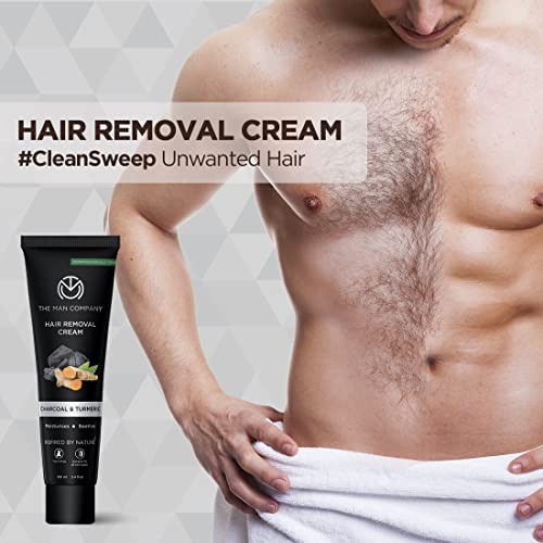 The Man Company Hair Removal Cream for Men Enriched with Charcoal &amp Turmeric Dermatologically Tested For All Skin Types - Pack of 2