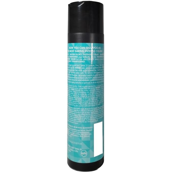 Watercolors by Tressa INTENSE 3-in-1 Color Depositing Shampoo Semi Permanent Hair Color Hair Dye Shampoo for Curly Dry and Normal Hair 8 fl oz - TEAL