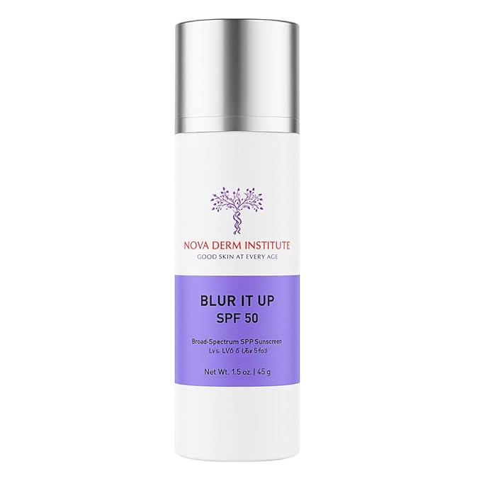 Blur It Up Tinted Sunscreen for Face Daily Mineral Sunscreen with Zinc Oxide - Makeup Primer - Hydrating Sun Skin Care by NOVA DERM INSTITUTE Made in USA (1.7 fl oz)