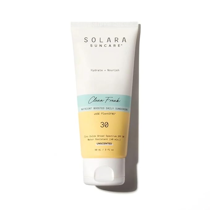 Solara Suncare - Clean Freak Nutrient Boosted Sunscreen SPF 30 (Sport) | EWG Verified Vegan Cruelty Free Reef friendly | Unscented Zinc Oxide Broad Spectrum Water Resistant (3 fl oz | 90 ml)