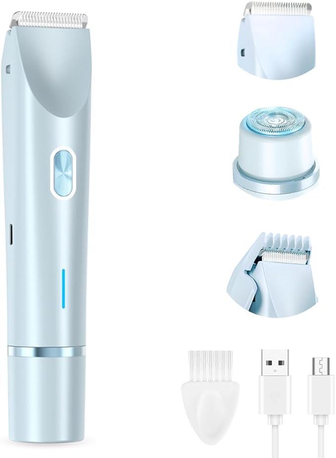 Kruggo Women's Shave Hair Remover 2025 New 2-in-1Rechargeable Eletctric Waterproof&ampEasy Women's Body Shaver for Facial Face Lip Chin Underarm Legs (Blue)
