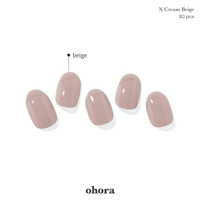 ohora Bundle Set (Daily Trio) - N Cream Cotton N Pink N Beige Semi-Cured Gel Nail Strips Works with Any UV/LED Lamps Salon-Quality Long Lasting Easy to Apply &amp Remove