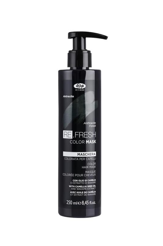 Lisap Color Depositing Hair Mask Anthracite 8.45 oz Hair Gloss Toner Deep Conditioning Hair Mask Dry Damaged or Color Treated Hair Repair With Hydrating Camellia Oil For Shine &amp Moisturizati