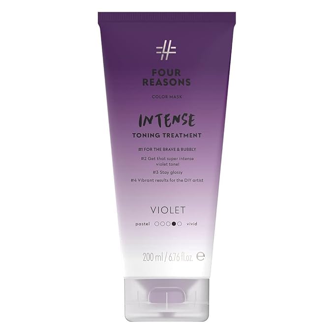Four Reasons Color Mask INTENSE- Violet ? (27 Colors) Intensive Toning Treatment - Color Depositing Conditioner ? Semi Permanent Hair Dye for Lightened and Colored Hair? 100% Vegan 6.76 fl oz