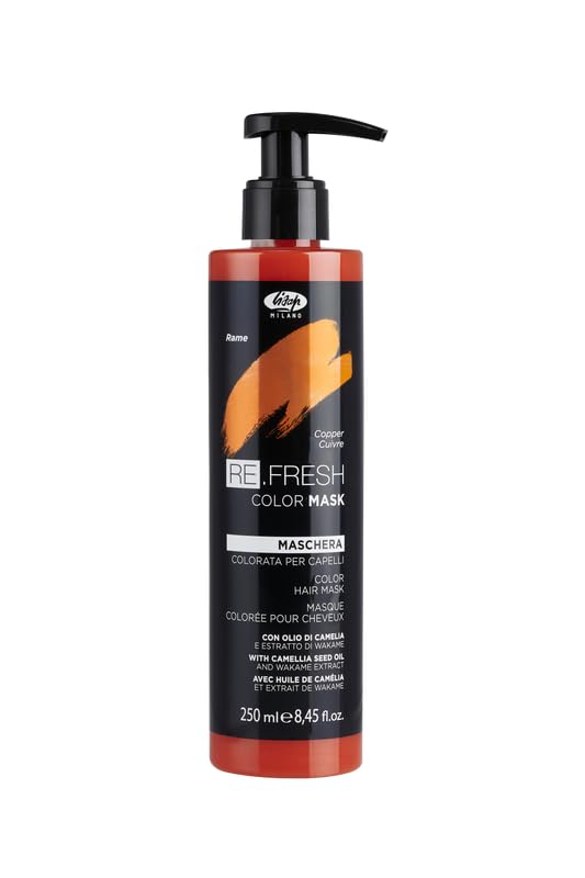 Lisap Color Depositing Hair Mask Copper 8.45 oz Hair Gloss Toner Deep Conditioning Hair Mask Dry Damaged or Color Treated Hair Repair With Hydrating Camellia Oil For Shine &amp Moisturization