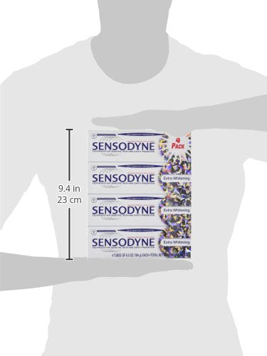 Sensodyne Extra Whitening Fluoride Toothpaste for Sensitive Teeth 4 ct 26 Oz