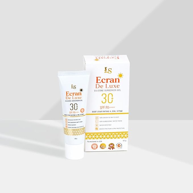 LUXE Skin Ecran De Luxe Sunscreen Gel Matte Finish SPF 30+ PA++++ for UVA/UVB Water &amp Sweat Resistant 50g