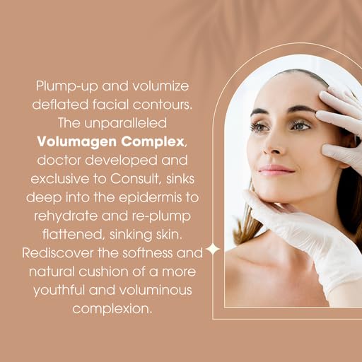 Consult Beaute Volumagen - Collagen Facial Serum Concentrate for Nourishing &amp Plumping Skin - Hydrates and Temporarily Fills for Smoother Bouncy Skin - Hyaluronic Acid &amp Vitamin C - 2 Fl. Oz.
