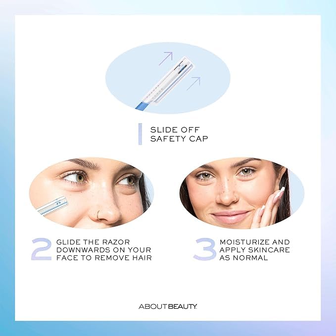 About Face Pro-Premium Facial Razors - 12 Beauty Groomers for Hair Removal Ideal for Shaving Exfoliating and Brow Shaping Japanese Stainless Steel Gently Removes Facial Hair