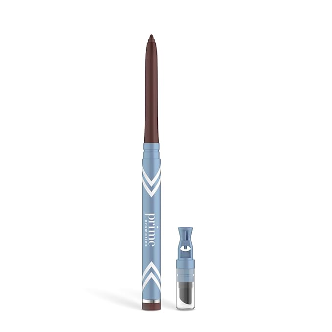 PRIME PROMETICS PrimeEyes Glide Eyeliner for Mature Women ? Waterproof Long-Stay and Mess-Proof ? Gel Creme Texture Discreet Sharpener and Effective Smudger (Mocha Shimmer)