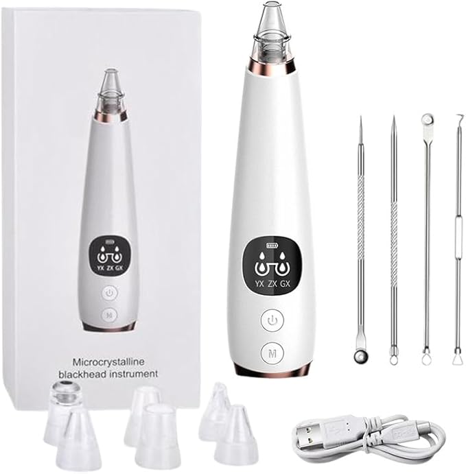 USB Rechargeable Blackhead Remover Vacuum 3-Level Suction Power Facial Pore Cleaner with 6 Probes for Effective Pore Cleansing Skin Care Tool for All Skin Types