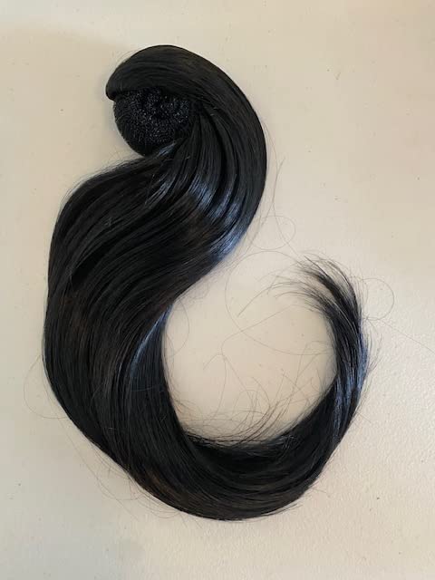 Sue's Collection Natural Human Skinny Hair Buns Piece Human Hair Bun Extension Mesh Donut for Women with Thin Hair Soft and Real Human Hair Bun Hair Pieces Girls and Women - Black 1