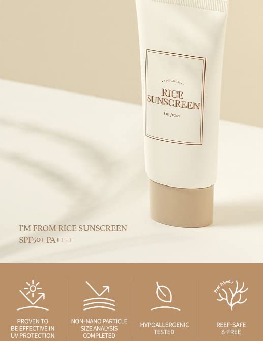 [I'm from] Rice Sunscreen 50ml Physical rice extract 41% Non-nano zinc oxide Reef friendly skin sun protection