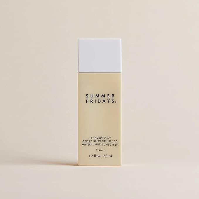Summer Fridays ShadeDrops Broad Spectrum SPF 30 Mineral Milk Face Sunscreen with Zinc Oxide - Lightweight Moisturizing Formula with a Soft Natural Finish (1.7 Fl Oz)