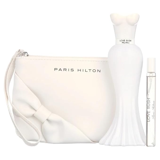 Paris Hilton Love Rush 3-Piece Gift Set for Women (3.4 Oz Eau De Parfum Spray + 0.34 Oz Eau De Parfum Spray + Pouch)