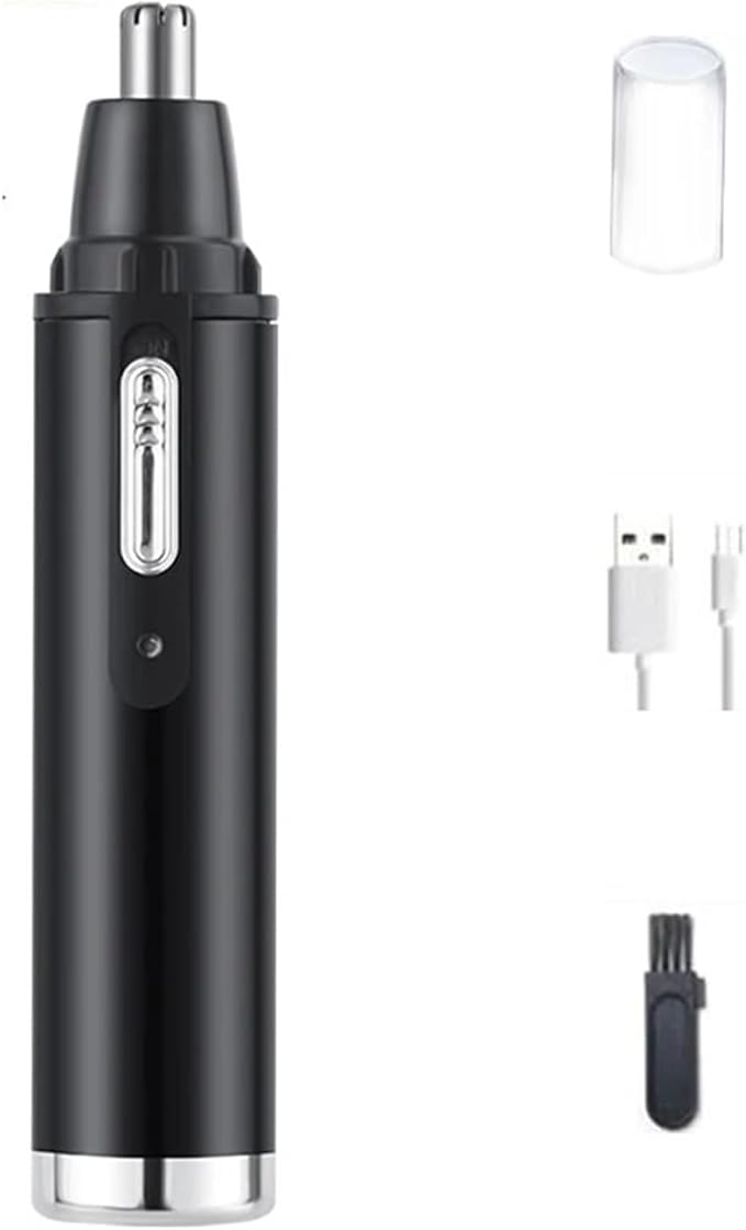 2-in-1 Rechargeable Electric Nose Hair Clipper Unisex Fully Automatic Washable Trimmer with Multi-Kinetic Shaving(Black Single nose hair B)