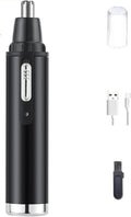 2-in-1 Rechargeable Electric Nose Hair Clipper Unisex Fully Automatic Washable Trimmer with Multi-Kinetic Shaving(Black Single nose hair B)
