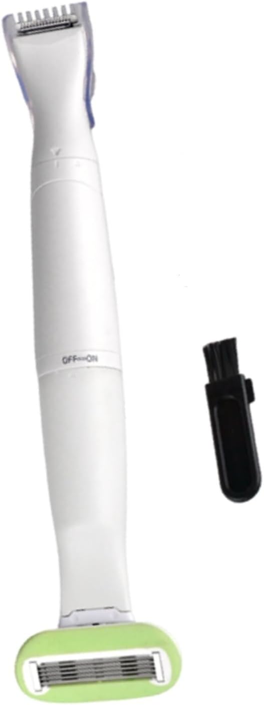 2-in-1 Pubic Hair Trimmer for Women &amp MenElectric Bikini Shaver with Thinning Clipper &amp Manual Safety RazorPainless Body Haircut Remover for Intimate AreaArmpitLegBattery Operated