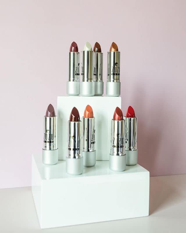 Zuzu Luxe Lip Color Lipstick (Femme Fatale - Deep Red/Cool Cr?me) Natural Hydrating Lipstick Paraben Free Vegan Gluten-free Cruelty-free Non GMO 0.13 oz