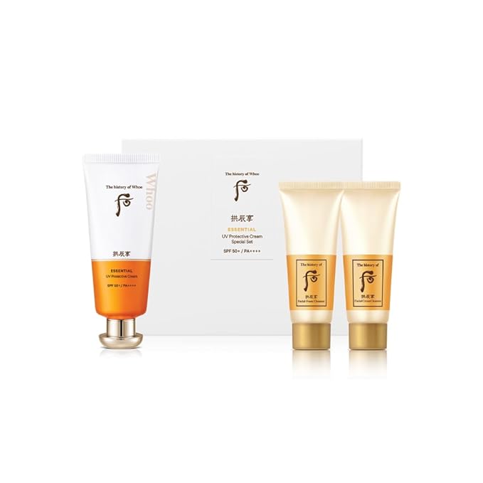 Generic Whoo Essential Sun Cream Set. (Free 2 Gifts Cleansing foam)/All Skin Types. Made in KOREA.