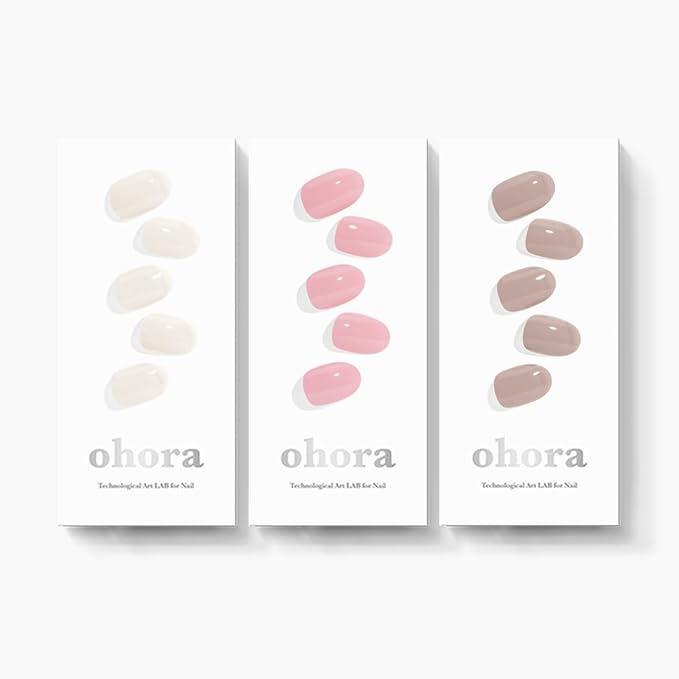 ohora Bundle Set (Daily Trio) - N Cream Cotton N Pink N Beige Semi-Cured Gel Nail Strips Works with Any UV/LED Lamps Salon-Quality Long Lasting Easy to Apply &amp Remove