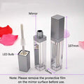 10 Pcs 7.5ml Plastic Square Clear Lip Gloss Tubes Vials with Mirror LED Light Lip Glaze Tube Bottles Refillable Makeup Lipstick Tube DIY Cosmetic Container Travel for Woman Girl(Silver)