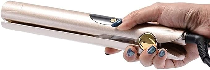 Two-in-one Curling Iron 160-230??Adjustable Temperature Curling Iron Led Display Curling Tongs-Gold for Hair Styling Hair Straightners Curling Irons H (Gold One Size)