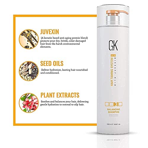 GK HAIR Global Keratin Balancing Shampoo 1000ml For Oily Hair And Scalp Restores Scalp pH Level - Sulfate And Paraben Free