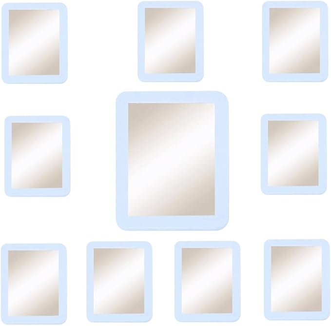 10 Pack White Magnetic Locker Mirror5 x 7 Iocker Mirror Magnetic - Small Mirrors for School Locker Bathroom Workshop Toolbox Office CabinetEasy Install