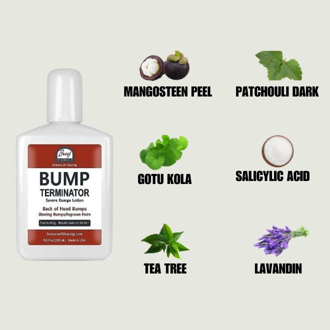 BUMP Terminator Razor Bumps &amp Shaving Bumps Remover | Ingrown Hair Treatment for Pubic Area with Glycolic Acid Salicylic acid &amp Tea Tree Oil| BREEJ Bump Treatment for Bikini Bumps 6.8 oz (Pa