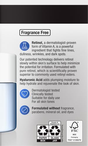 Neutrogena Rapid Wrinkle Repair Retinol Face Moisturizer Fragrance Free Daily Anti-Aging Face Cream with Retinol &amp Hyaluronic Acid to Fight Fine Lines Wrinkles &amp Dark Spots 1.7 oz