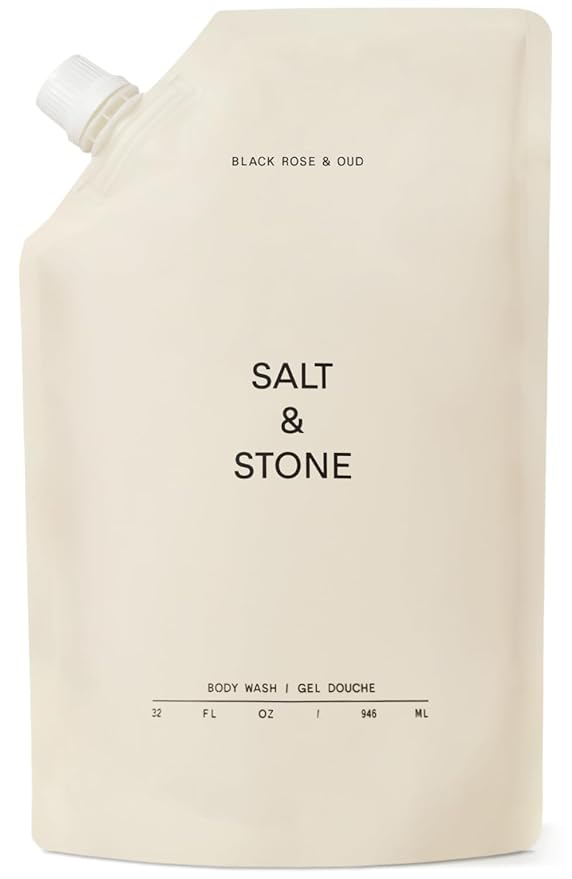 Salt &amp Stone Body Wash with Antioxidants for Deep Moisture | For Women &amp Men Sulfate Paraben &amp Dye Free Leaving Skin Soft and Hydrated | Black Rose &amp Oud 32 fl oz